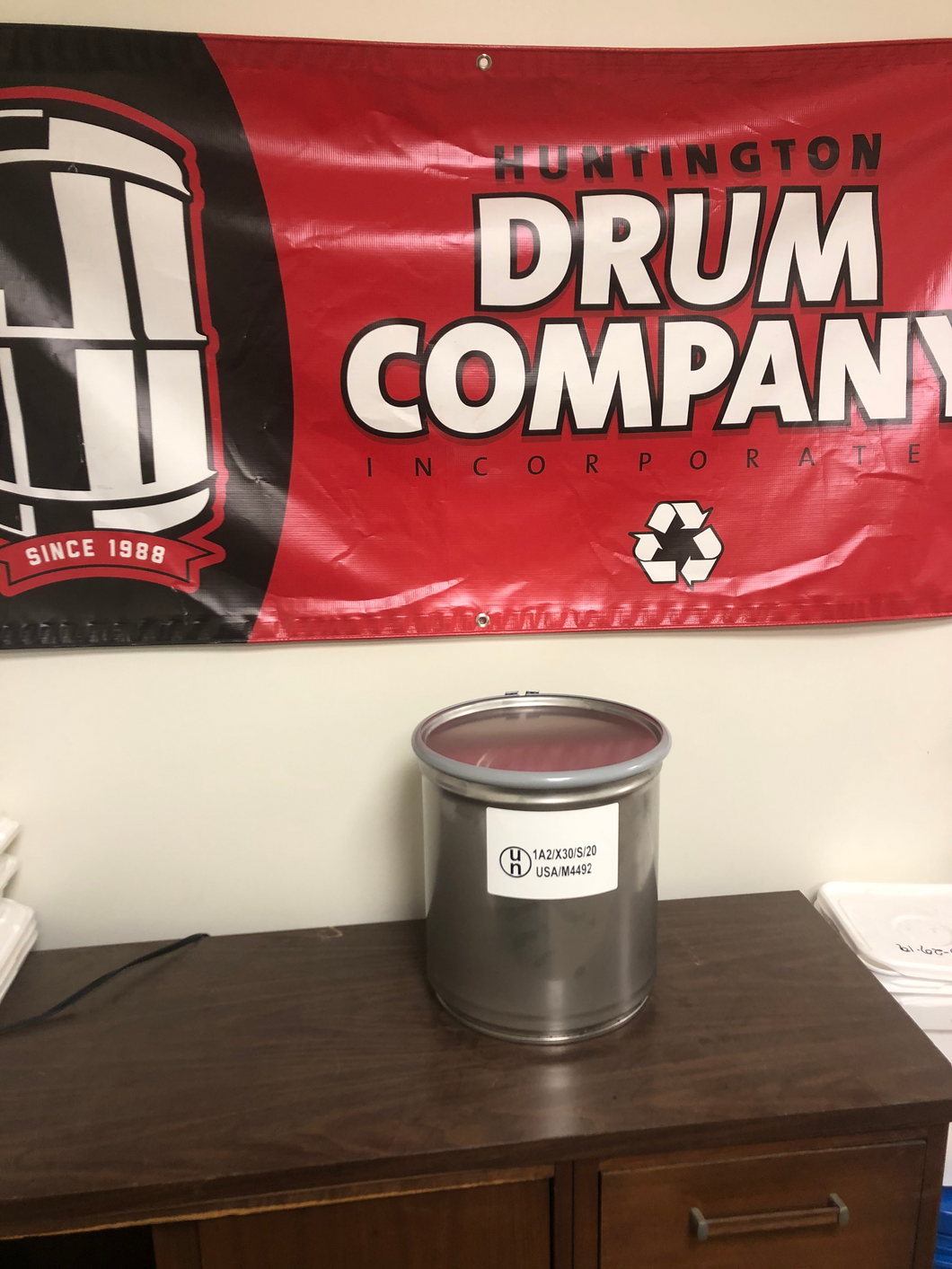 5 gallon stainless steel open top drum, NEW