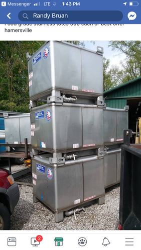 300 gallon stainless steel food grade IBC